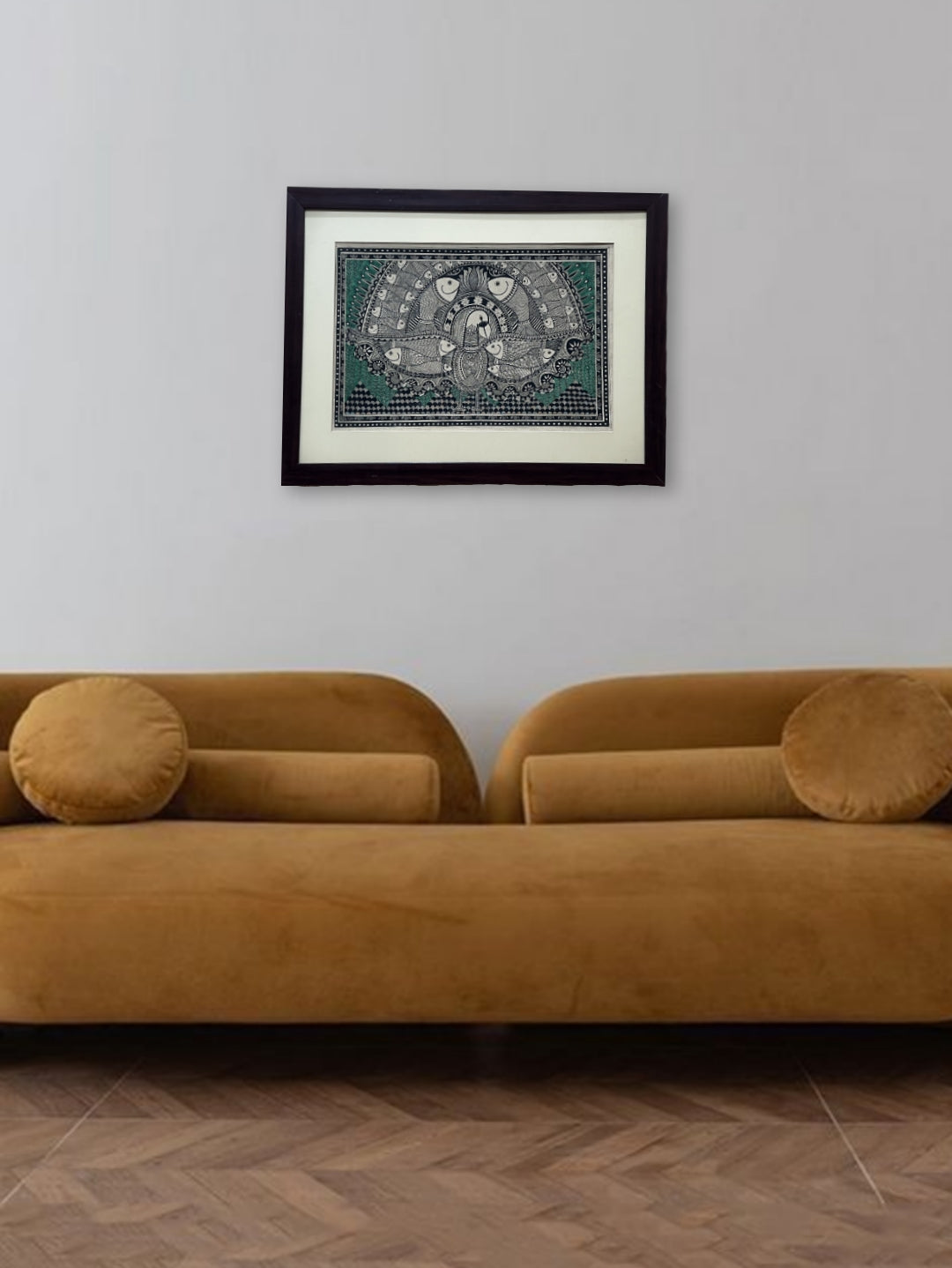 Hand painted Madhubani Painting on Handmade Paper - Fish Motif